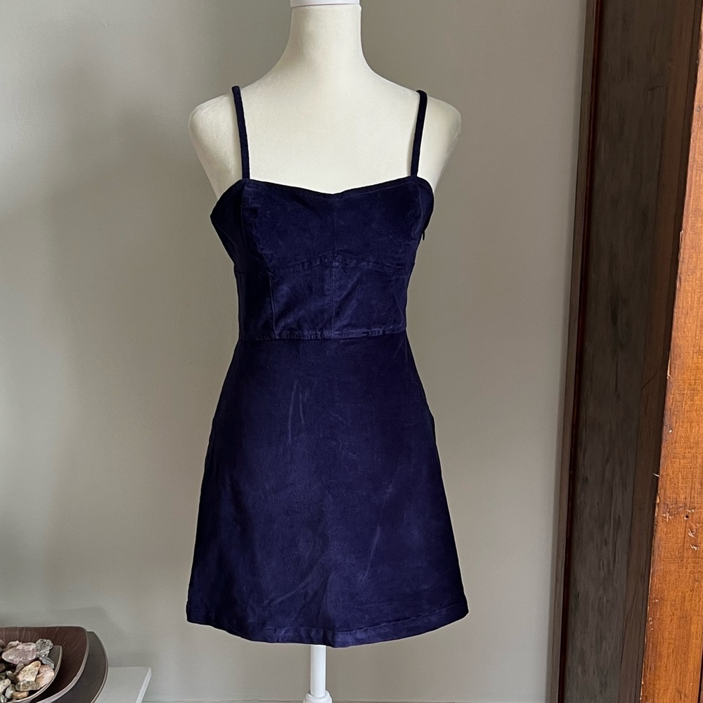 Urban Outfitters blue velvet camisole mini dress.  Size S.